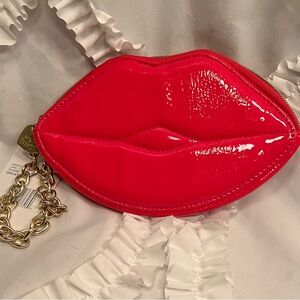 Betsey Johnson Glossy Red Lip Clutch